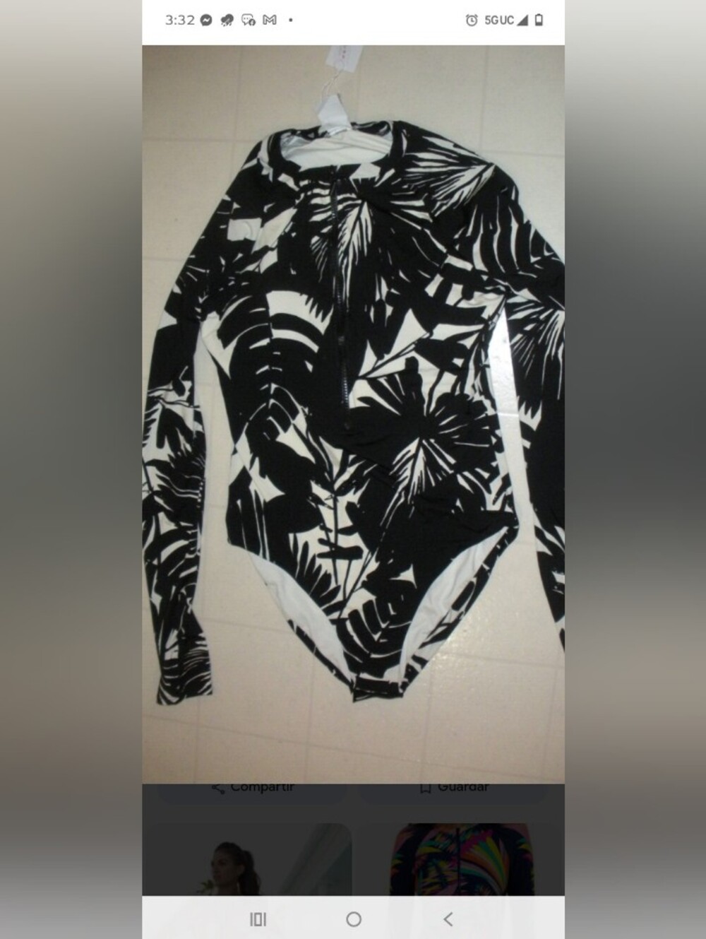 Trina Turk Black and White Tropical-Print Long Sleeve Swim Coverup 2 Pieces